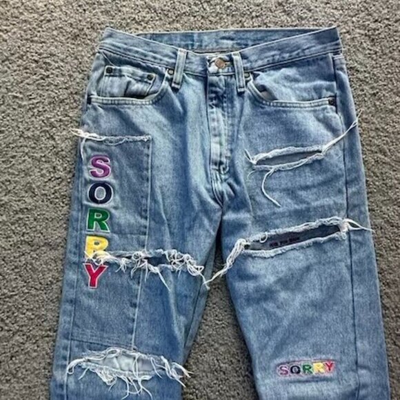 Rare One-of-a-kind pair of Sorry Not For Sale Sample Jeans - Size 30 x 33 OOAK - Picture 2 of 12